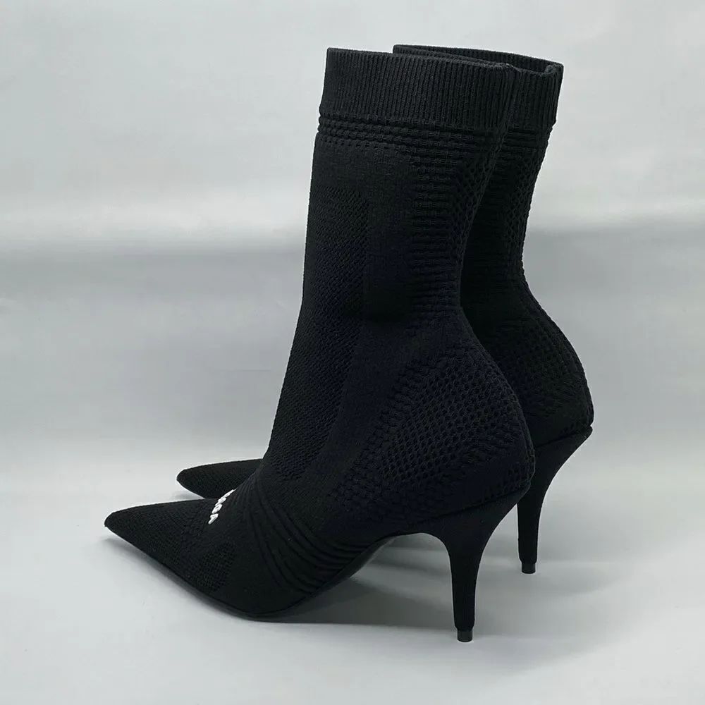 Balenciaga Knife 2.0 logo-appliquéd stretch-knit ankle boots - Picture 8 of 12